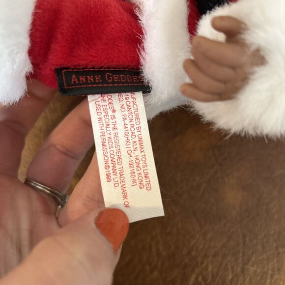 Vintage 1999 Anne Geddes African black Baby Santa Claus Doll Unimax 9" Christmas - Picture 10 of 15